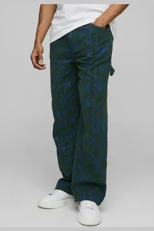 Boohoo Relaxed Carpenter Flocked Denim Jeans - - 36R