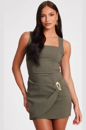 Quiz Womens Khaki Square Neck Mini Dress - - 10