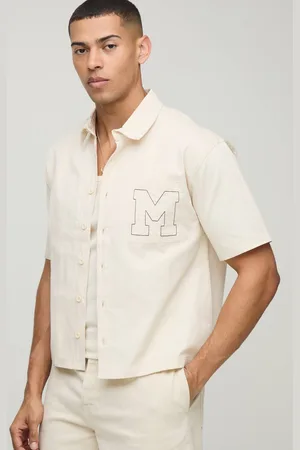 Boohoo Oversized Boxy Short Sleeve Embroidered Shirt - - M