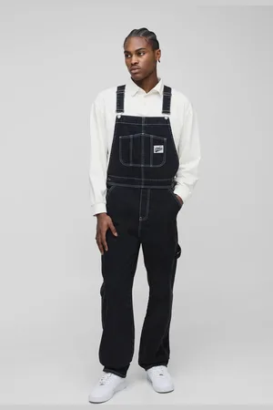 Boohoo Relaxed Fit Worker Denim Dungarees - - 36R