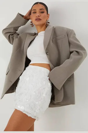 MissPap Womens Mixed Sequin High Waist Mini Skirt - - 12