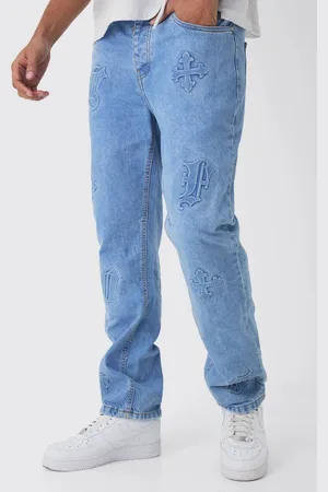 Boohoo Straight Leg Cross Embossed Jeans - - 36R