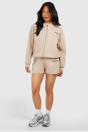 Boohoo Womens Petite DSGN Bomber Short Tracksuit - - L