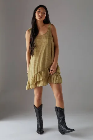 warehouse Womens Petite Floral Chiffon Asymmetric Tier Mini Sundress - - 12