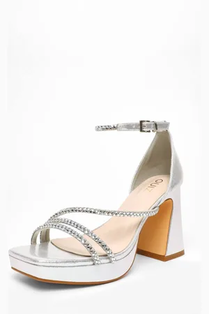 Quiz Womens Diamante Strappy Platform Heeled Sandals - - 8