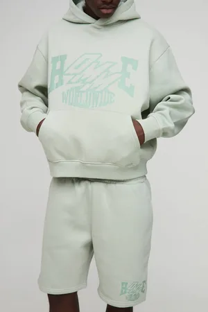Boohoo Oversized Boxy Homme Hooded Short Tracksuit - - S