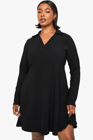 Boohoo Womens Plus Rib Collared Skater Dress - - 16