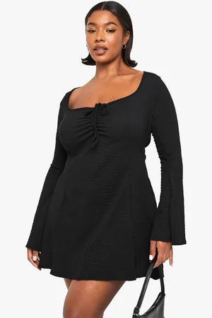 Boohoo Womens Plus Textured Ruched Bust Skater Dress - - 20