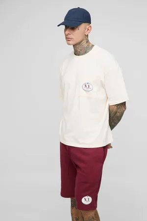 Boohoo Tall Oversized Boxy Homme Print T-Shirt & Short Set - - L