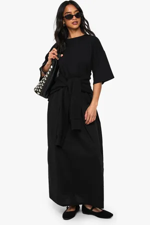 Boohoo Womens Petite Jersey Cotton Mix Smock Dress - - 14