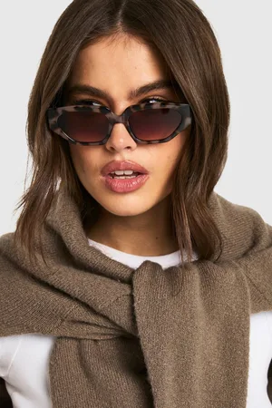 Boohoo Womens Leopard Rectangular Sunglasses - - One Size