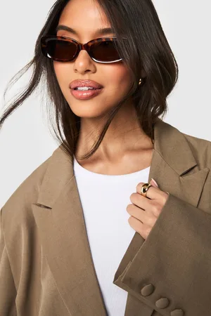 Boohoo Womens Tortoise Frame Rectangle Sunglasses - - One Size