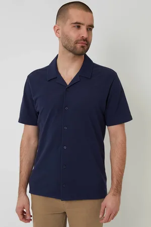 Threadbare Cotton Pique Revere Collar Short Sleeve Shirt - - XL