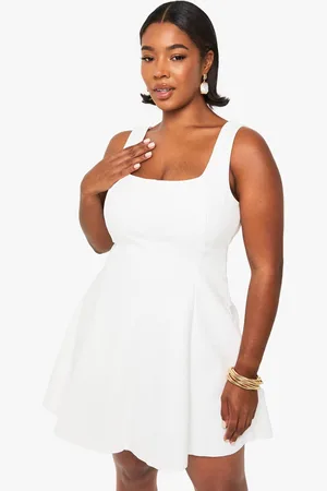 Boohoo Womens Plus Double Bengaline Structured Panelled Mini Skater Dress - - 18