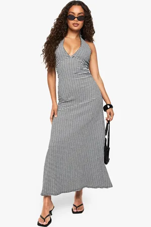 Boohoo Womens Textured Gingham Midaxi Dress - - 14