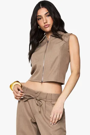 Boohoo Womens Woven Tailored Collared Zip Through Waistcoat - - 14