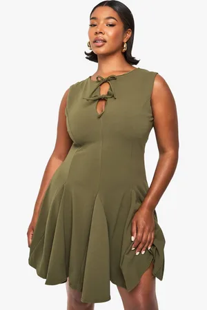 Boohoo Womens Plus godet tie detail sleeveless skater dress - - 18