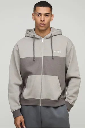 Boohoo Oversized Boxy Man Panel Zip Through Hoodie - - L