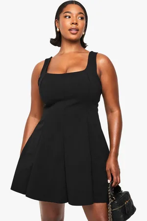 Boohoo Womens Plus Double Bengaline Structured Panelled Mini Skater Dress - - 24