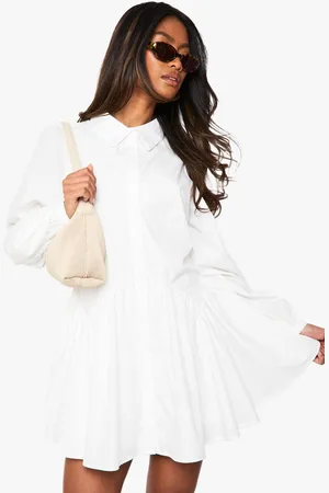 Boohoo Womens Skater Drop Hem Shirt Dress - - 12