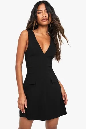 Boohoo Womens Bengaline Plunge Shift Mini Dress - - 10