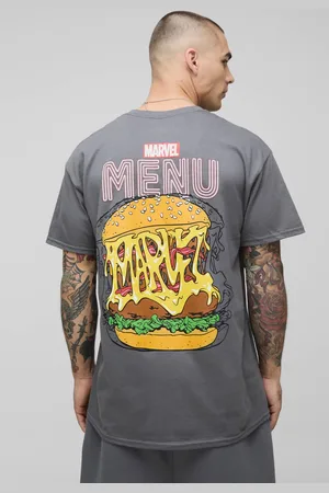 Boohoo Charcoal Regular Fit Marvel Menu License Printed T-Shirt - - M