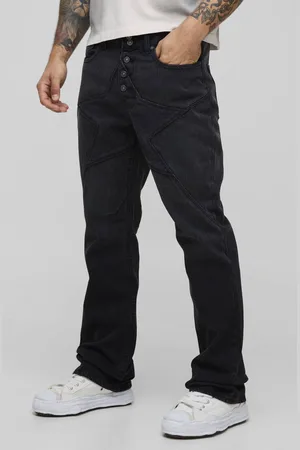 Boohoo Star Seam Detail Button Front Slim Flared Jeans - - 30R