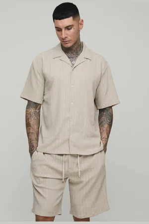Boohoo Tall Oversized Textured Short Sleeve Shirt & Short Set - - S