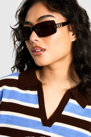 Boohoo Womens Chain Detail Tortoiseshell Square Sunglasses - - One Size