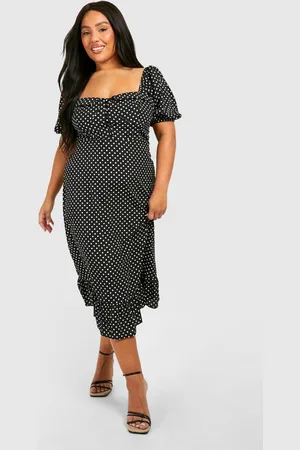 Boohoo Womens Plus Puff Sleeve Sweetheart Ruffle Hem Dress - - 22