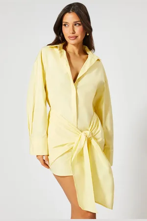 MissPap Womens Poplin Tie Front Shirt Dress - - 16