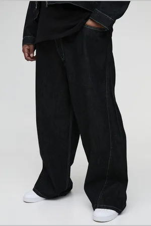 Boohoo Plus Baggy Contrast Stitch Denim Jeans - - 44