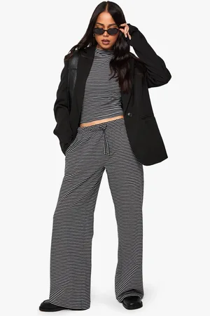 Boohoo Womens Striped Straight Leg Trouser - - 8