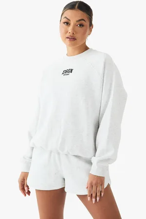 Boohoo Womens DSGN Studio Embroidered Raglan Seam Oversized Sweatshirt - - S