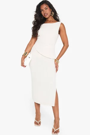 Boohoo Womens Linen Look Asymetric Midaxi Dress - - 8