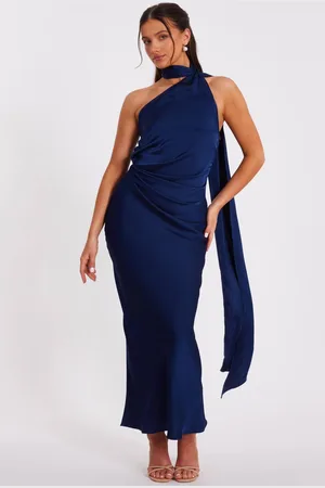 Quiz Womens Petite Satin Wrap Neck Maxi Dress - 14