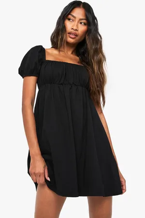 Boohoo Womens Puff Sleeve Cotton Smock Mini Dress - - 12