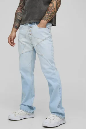 Boohoo Star Seam Detail Button Front Slim Flared Jeans - - 36R