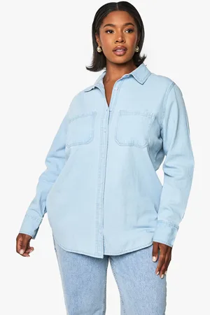 Boohoo Womens Plus Denim Pocket Shirt - - 26