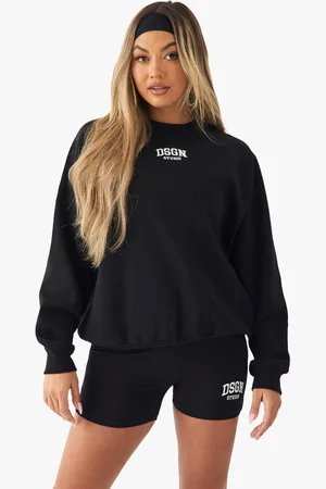 Boohoo Womens DSGN Studio Embroidered Raglan Seam Oversized Sweatshirt - - XS