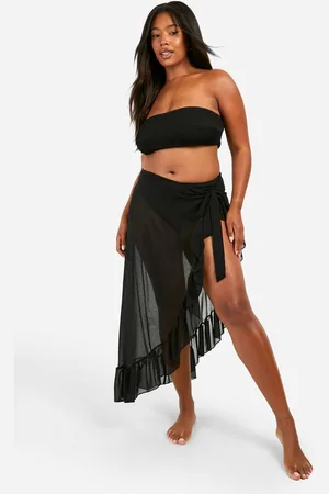 Boohoo Womens Plus Chiffon Beach Ruffle Sarong Skirt - - 16