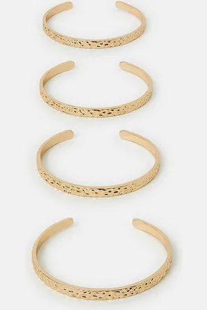 Accessorize Womens 4-Pack Slim Hammered Cuff Bracelets - - One Size