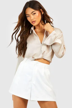 Boohoo Womens Satin Drape Front Shirt - - 10