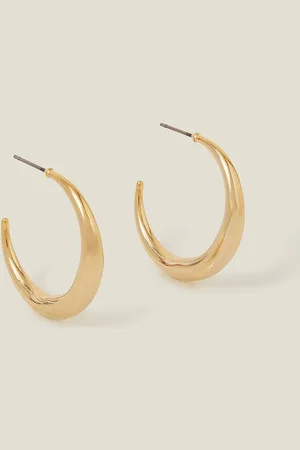 Accessorize Womens 14ct Gold-Plated Crescent Hoop Earrings - - One Size