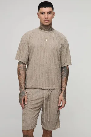 Boohoo Tall Oversized Towelling Jacquard T-Shirt & Short Set - - XL