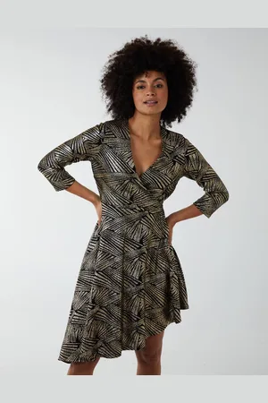 Blue Vanilla Womens Asymmetric Metallic Animal Foil Wrap Dress - - 12