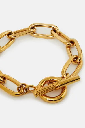 Accessorize Womens 14ct Gold-Plated Chunky T-Bar Chain Bracelet - - One Size