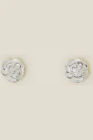 Accessorize Womens Sterling Silver Rose Stud Earrings - - One Size