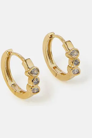 Accessorize Womens 14ct Gold-Plated Pear Sparkle Hoop Earrings - - One Size