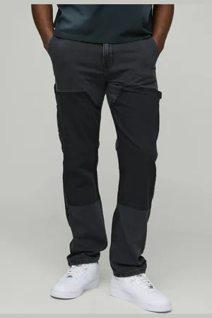 Boohoo Straight Leg Contrast Carpenter Panel Jeans - - 32R